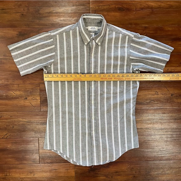 Vintage Arrow Brigade Made in USA Striped Button up Short Sleeve Shirt Size M - Picture 5 of 5
